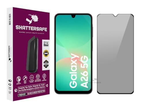 Image of Anti-Spy Privacy Tempered Glass Compatible For Samsung Galaxy A26 5G [Pack of 1]. 9H Hardness, Anti-Scratch, Edge-to-Edge Protection With Easy Installation Kit & Case Friendly Fit.