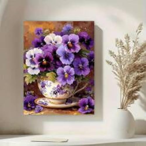 Impression sur toile fleurs violettes 40x60 cm avec cadre interne pour decoration murale - 4