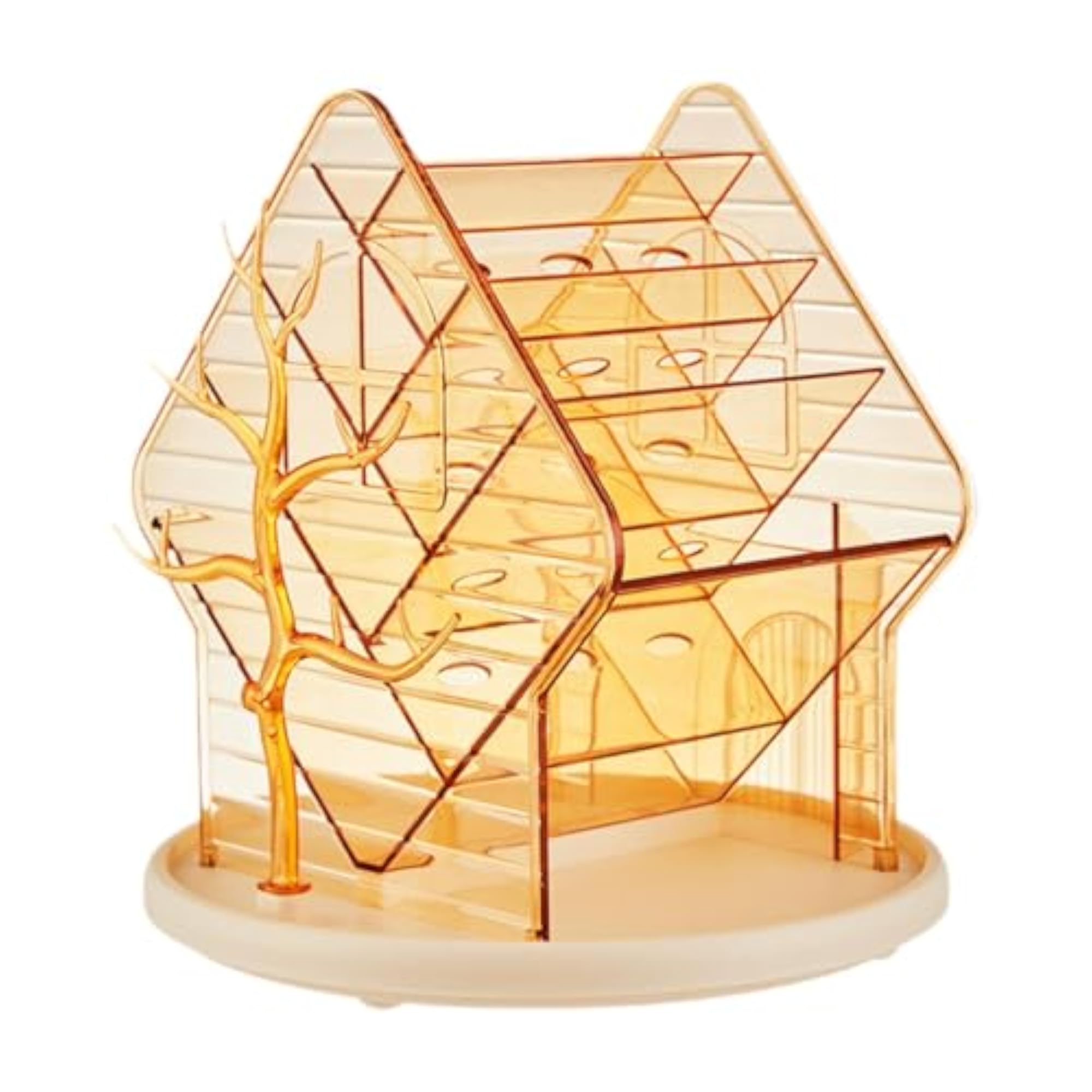 360° Rotating Clear Gold Makeup Brush Holder Organizer