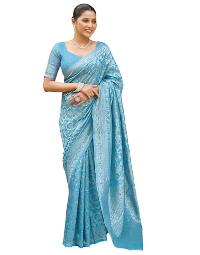 Image of SIRIL Women's Jacquard Kanjivaram Soft Silk Saree Pure Silk With Unstitched Blouse Piece