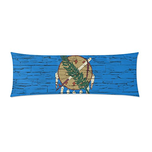 LumosSports Oklahoma State Distressed Flag Body Pillow Cover Decorative Case Pillowcase 21x61 Inch