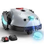YARDCARE V100 Robot Tondeuse sans Fil Périphérique avec Navigation Visuelle, Coupe en Spirale, Détection d'obstacles 150, Robot Tondeuse Gazon avec Batterie(4Ah), Lames de Rechange