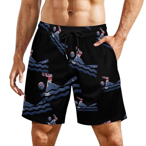 Australian Flag Swimming Australia Beach Shorts for Men Swim Trunks Quick Dry Swim Shorts with Compression Liner Pocket