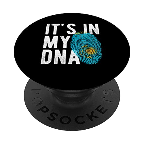 it's in my DNA Kazakhstan flag Fingerprint PopSockets Swappable PopGrip, Black