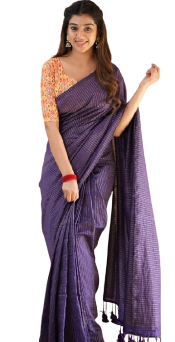 Fashion Saree Store Women's Pure Cotton Zari Check Daily Wear Pallu Saree with Blouse Piece-picture-25