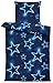 Produktbild one-home Sterne Bettwäsche 135x200 cm Stern Stars dunkel blau leuchtoptik Mikrofaser Set