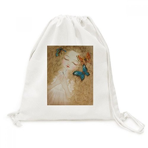 Sac à dos en toile confortable pour soulager le dos avec motif papillon