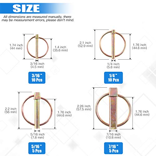 Glarks 30-teiliges Schwerlast-Lynchstift-Sortiment für Bauernhof, Traktoren, Anhänger, Lastwagen, Rasenmäher