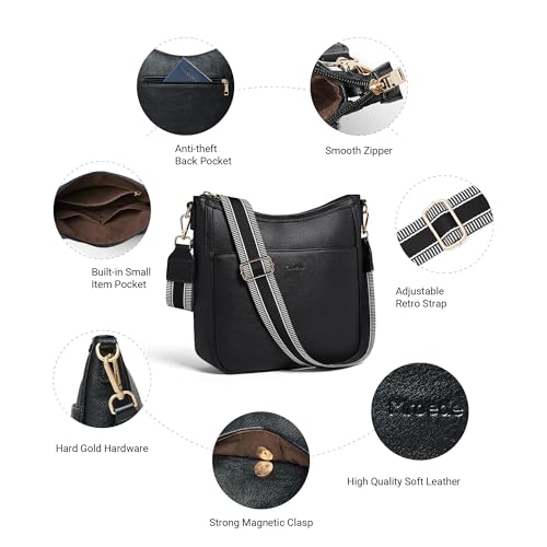 Image of Leather Crossbody Purse for Women Crossbody Bag for Daily Travel | Trendy Vegan Leather Medium Crossbody Purse with Adjustable Strap Women's Hobo Shoulder Handbags for Work