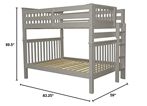 Bedz King Bunk Beds Full Over Full Mission Style With End Ladder, Gray #TOP5