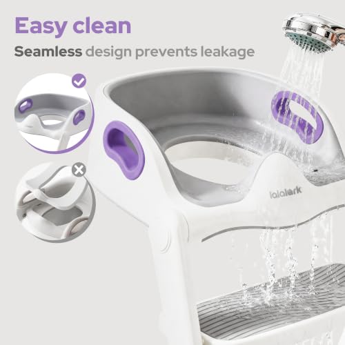Image of lalalark Potty Training Seat, 2-in-1 Toddler Toilet Seat with Steps, Upgrade Potty Step Stool for Toddler with Anti-slip Pad Step Stool, Extended Splash Guard, Foldable Potty Ladder Boys Girls, Purple