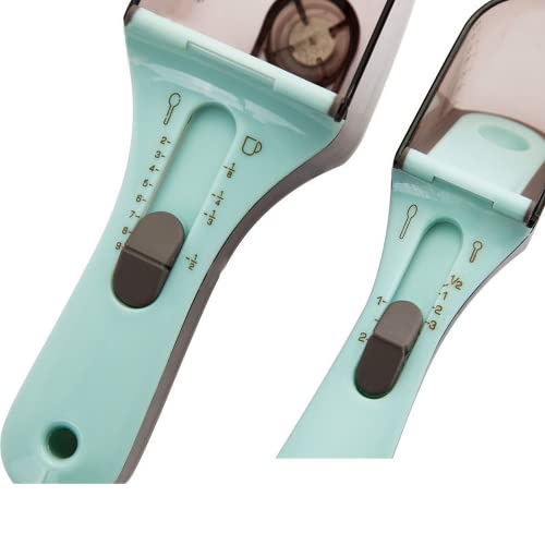 2Pcs Adjustable Measuring Cups And Spoons Set Magnetic For Cooking, Kitchen Plastic Scale Tablespoon Suitable For Solid And Liquid Gauge #TOP2