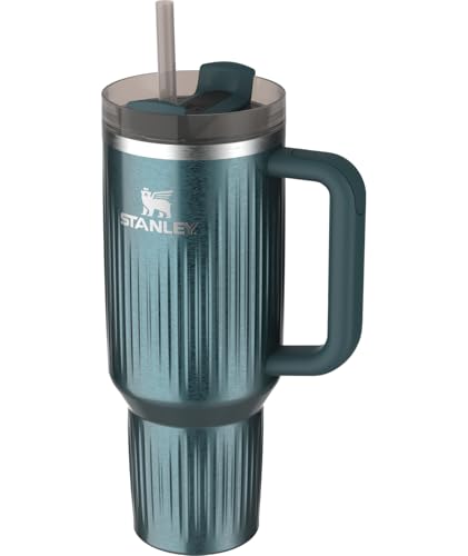 Image of STANLEY Quencher H2.0 Tumbler with Handle and Straw 40 oz | Flowstate 3-Position Lid | Cup Holder Compatible for Travel | Insulated Stainless Steel Cup | BPA-Free | Fluted Marina Shine