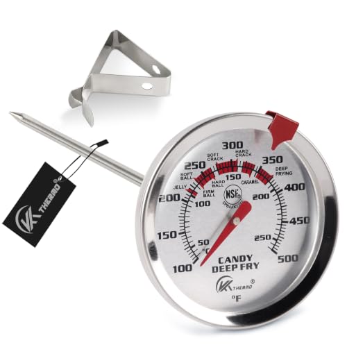 Image of Candy Thermometer for Deep Frying, Cooking Oil Thermometer with Pot Clip