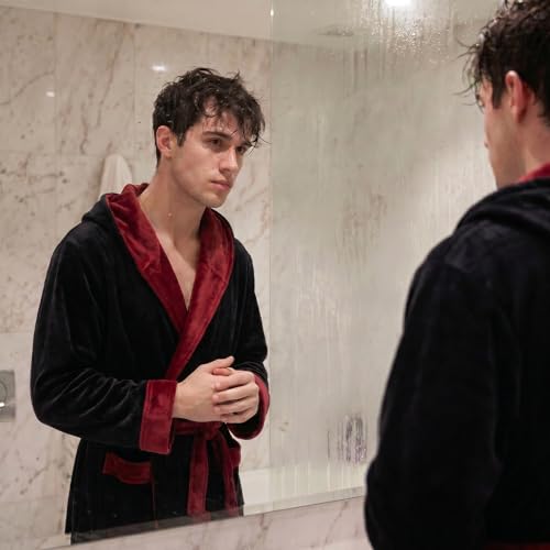 Image of U2SKIIN Mens Hooded Robe, Plush Robes for Men Long Fleece Bathrobe
