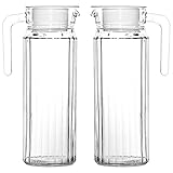 Capacité : 1,1 l. Get Goods Lot de 2 pichets en verre 1,1 l avec couvercle