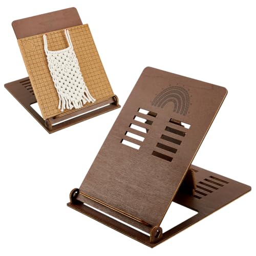 PH PandaHall Kit de macramé de madera, soporte de tablero de macramé de escritorio, plegable, kit de cuentas de madera, estante de macramé ajustable para adornar la habitación, manualidades, 10.8 x 8