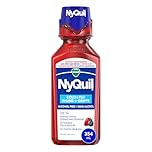 Vicks NyQuil Cold and Flu Alcohol Free Medicine, Berry Flavour, Relieves Nighttime Cough, Sore Throat Pain, Fever, Runny Nose, Cold & Flu Symptoms, 354 mL