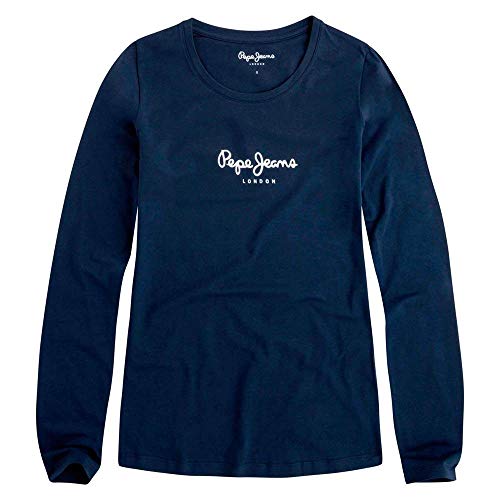 Pepe Jeans New Virginia LS, Maglia Donna, Blu (Navy 595), XXS