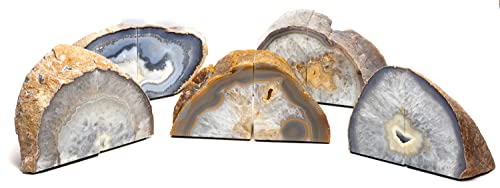 Desertusa Agate Bookends, Polished Geode Bookends, Crystal Bookends, Bookends Made Of Stone, Decorative Bookends, Home Décor (8 - 10 Lb, Natural) #TOP2