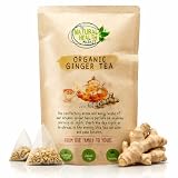 Organic Ginger Tea Bags – Strong Pure Ginger Root Herbal Tea – Plastic-Free & Caffeine-Free – Soil Association Organic – 50 Compostable Tea Bags – The Natural Health Market