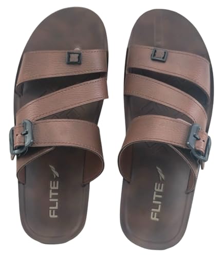 Image of FLITE PUG156 Men's PU Leather Slippers | Comfortable & Stylish Gents Slippers for Daily Use | Lightweight & Durable Slip-On Footwear