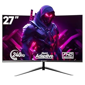 CRUA Curved Gaming-Monitor 27 Zoll 240Hz, FHD 1080P 1800R PC-Monitor, 1 ms GTG mit FreeSync, geringe Bewegungsunschärfe, Augenschutz, VESA, DisplayPort, HDMI, schwarz