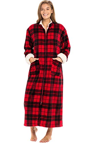 Image of Alexander Del Rossa Long Zip Up Robes, Plush Zipper Robes for Plus Size, Housecoats Zipper Front