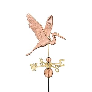 Good Directions Graceful Blue Heron Weathervane, Pure Copper Good Directions Graceful Blue Heron Weathervane Pure Copper