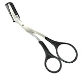 1 PCS Men Women Professional Eyebrow Scissors-Eyelash Hair Remover Tool with Comb and Non Slip Finger Grips( Black+ Silver )