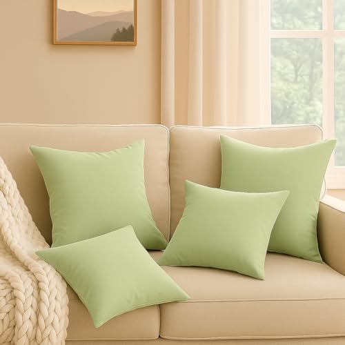 Image of Premium Polyester Fiber Cushion Fillers - Pack of 5 Pcs | 16x16 Inches | Sage | Cushions for Sofa, Bed, Decorative Pillow, Support Pillow