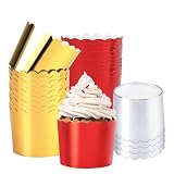 150 moldes de papel para cupcakes, grandes magdalenas, envoltorios para magdalenas, dorados, plateados, rojos, desechables, para baby shower, Navidad, boda, cumpleaños, fiesta