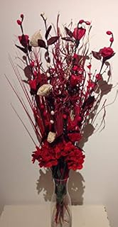 Dried & Artificial Flower Bouquets 85cm Tall Ready For A Vase (Red & cream)