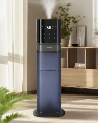 YOKEKON 8L Luftbefeuchter Schlafzimmer Große Räume,Kaltnebel,Top Füllen | Blau,Erweitertes Tube,Ultraschall befeuchter für das Haus,Diffusor,5-farbiges Nachtlicht,Stille,Pflanze,Bü