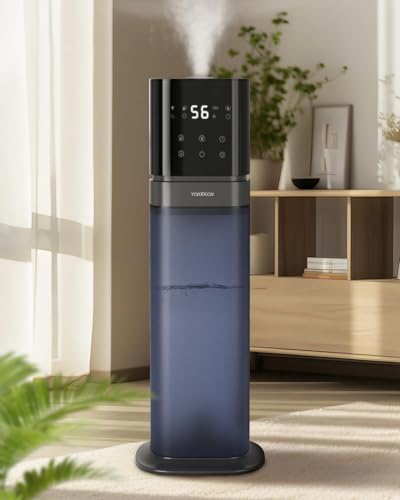 YOKEKON Humidifier for Bedroom, 8L Cool Mist Humidifier for Home with Night Light, Quiet Humidifiers for Large Room,Top Fill Air Humidifier with Extended Tube & 360° Nozzle, Plant Baby Office, Blue
