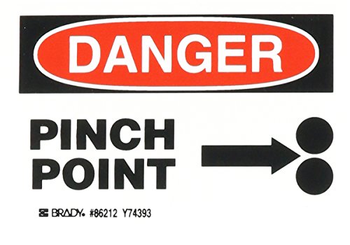 Danger point de pincement Brady 86212 étiquette de signalisation de danger rectangulaire