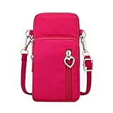 Womens Crossbody Phone Bag Purse Oxford Shoulder Pouch Wristlet Wallet w Card Zip Pocket for iPhone Xs Max 8 7 6 Plus Galaxy Note 9 Note 8 J8 J4+ S10 S9 Sony Xperia XA2 XZ3 XZ2 LG Stylo 4 (Pink)