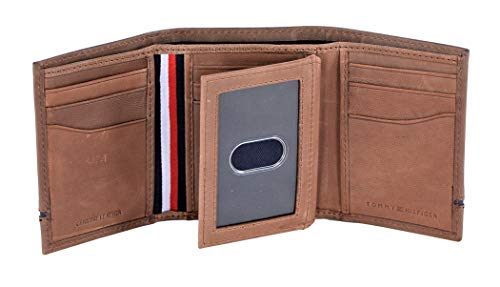 Tommy Hilfiger Men's Leather Leif RFID Trifold Wallet with Double ID, Brown4