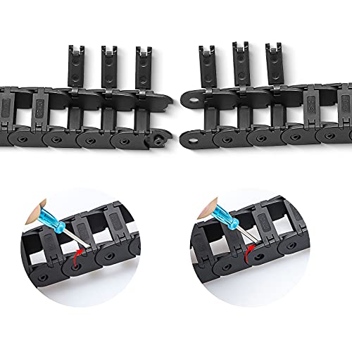 39.3 Inch Carrier Drag Chain Cable Wire R18 10X20Mm (Inn H X W) Plastic Black Open Type For Cnc Router Mill And 3D Printer,Wire Carrier Cable With Extra 1 Pair Connectors,1Pc Screwdriver,12 Screws #TOP3