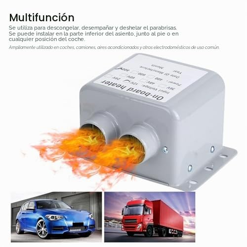 Calentador de Coche eléctrico, 12 V 800 W Calefacción de Invierno de 2 Orificios Eliminación de descongelación de Seguridad de Alta eficiencia para Camping, descongelación de Vidrio