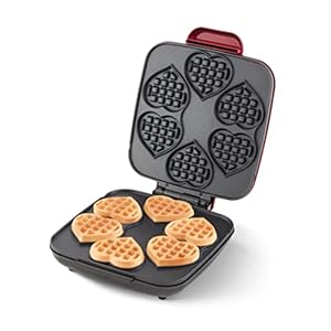 DASH Multi Mini Heart Waffle Maker – Six 3” Heart Shaped Waffle Molds, Nonstick Waffle Iron with Quick Heat-Up, Nonstick Surface – Perfect Mini Waffle Maker for Kids and Families, Just Add Batter