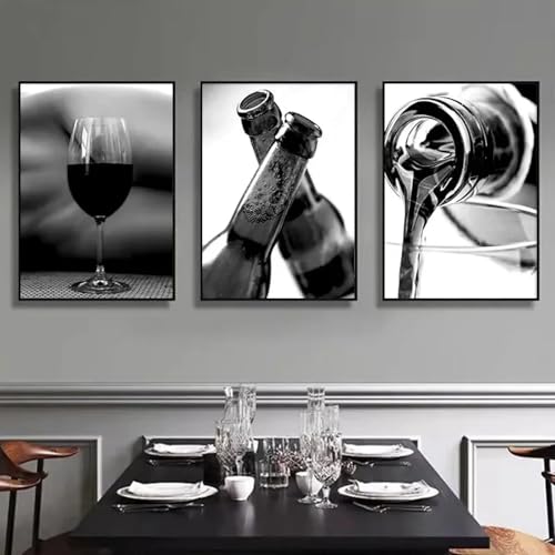 Toile murale femme vin rouge haut de gamme triptyque d'art de luxe pour chambre