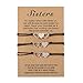 Branets Lot de 3 Sisters bracelets d'amitié assortis à breloques en forme de cœur pour femmes et filles