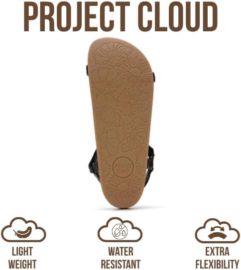 Project Cloud Sandals for Women 2026 - Strappy Adjustable Womens Sandals with Plush Insole - Lightweight & Non Slip Women Footwear - Everyday Wear Womens Slides (Brandy,BLK,7) - Image 4