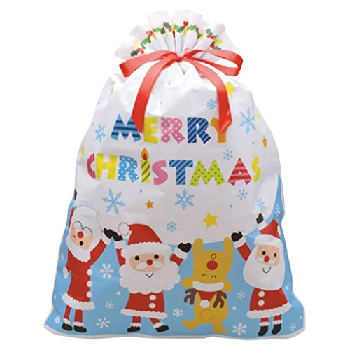 包む ラッピング 袋 巾着 ハッピークリスマス LL A0271