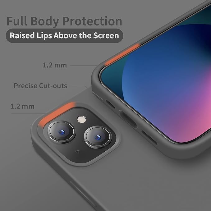 Image of Compatible with iPhone 15 Silicone Case, Slim Shockproof Protective Cover, Drop Protection and Camera Protection, MagSafe Compatible, Soft Microfiber Lining Inside (Gray)