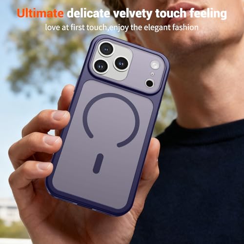 Image of SUPFINE Magnetic for iPhone 17 Pro Case Dark Purple | (Compatible with MagSafe)(Military Grade Drop Protection)(Camera Protection)Translucent Matte Phone Cover
