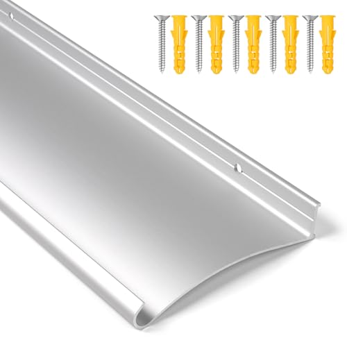 Orechic Heavy-Duty Aluminum Door Rain Drip Guard, 4″ Extra-Wide and Thickened Window Door Rain Deflector, Size 40″ Length, 4″ Wide, 0.8″Height (Silver)