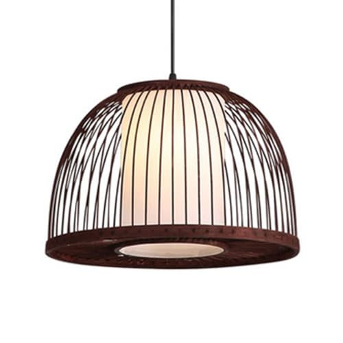 Lámpara de techo de madera natural y bambú artesanal estilo japonés