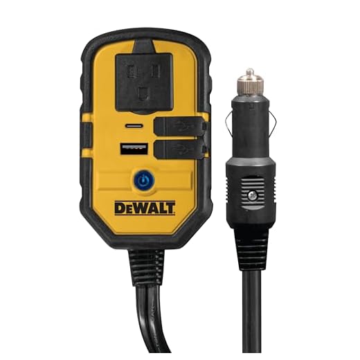 DEWALT DXAEPI140 Power Inverter 140W Car Converter: 12V DC to 120V AC Power Outlet with Dual 3.1A USB Ports